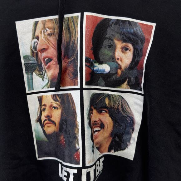 The Beatles "Let It Be" Cropped Sweatshirt Hoodie Black Women's Size Medium - Picture 2 of 7